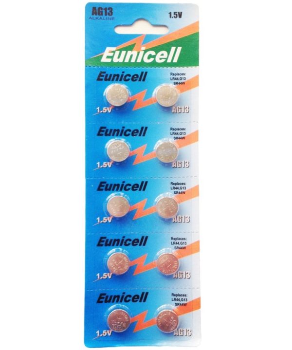 Eunicell AG13 battery pack of 10 1.5v alkaline button cell
