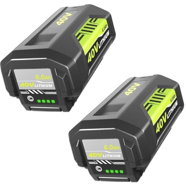 Two Pack Ryobi 40V Battery Replacement 6.0Ah OP4060A OP4040 OP4026A OP40201 OP4050A BPL3626 x 2