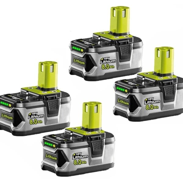 4-Pack Ryobi 18V Battery 8.0Ah Lithium ONE+Replacement for P108, RB18L50, RB18L40 Power Tools