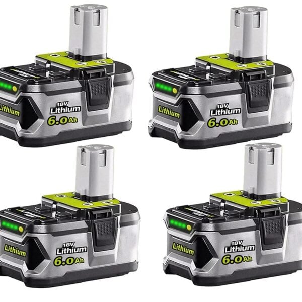 4-Pack Ryobi 18V battery ONE+Replacement 6.0Ah Compatible with P108, RB18L50, RB18L40 and Other Tools
