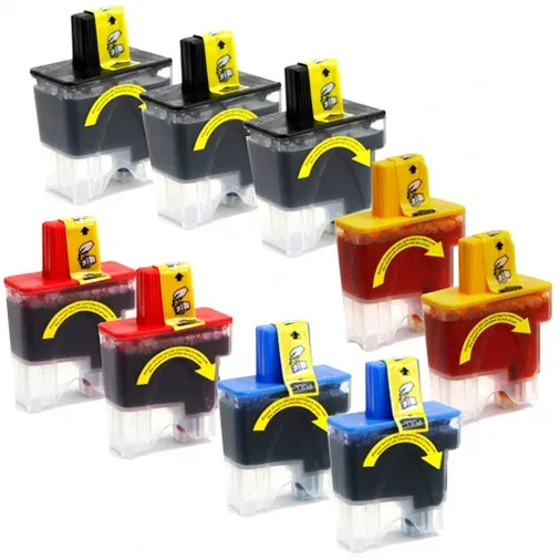 Brother LC41 Compatible Ink Cartridge Set 3 Black, 2 Cyan, 2 Magenta, 2 Yellow - 9 Pack - Compatible replacement black 500 pgs , color 400 pgs ink cartridge for Brother printers