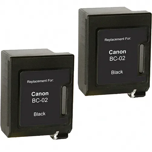 Canon BC-02 Black Ink Cartridge - Remanufactured (0881A377) 2-Pack - Compatible replacement black ink cartridge for Canon printers