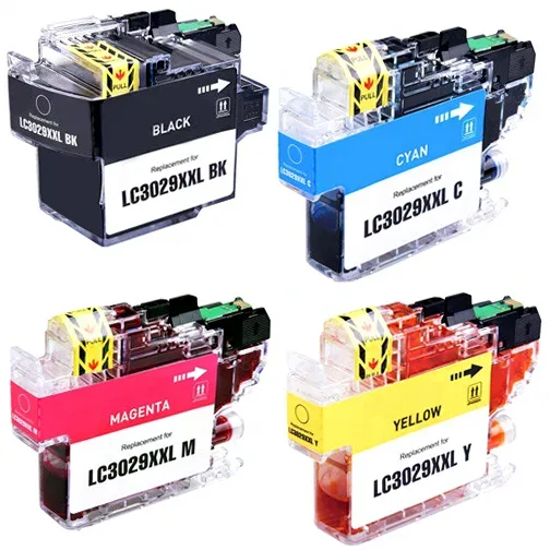 Compatible Brother LC3029 Ink Cartridge Set - Super High-Yield - 1 Black, 1 Each Color 4-Pack - Compatible replacement black 3,000 pgs, color 1,500 pgs ea. ink cartridges for Brother printers