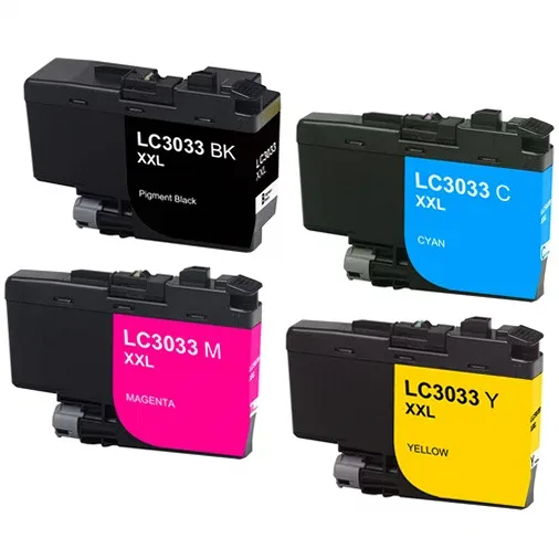 Compatible Brother LC3033 Ink Cartridge Set - Super High-Yield - 1 Black, 1 Each Color 4-Pack - Compatible replacement black 3,000 pgs, color 1,500 pgs ea. ink cartridges for Brother printers