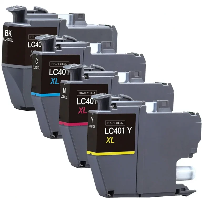 Compatible Brother LC401 Ink Cartridge Set, 1 Black, 1 Cyan, 1 Magenta, 1 Yellow - 4 Pack (High-Yield) - Compatible replacement color ink cartridge for Brother printers