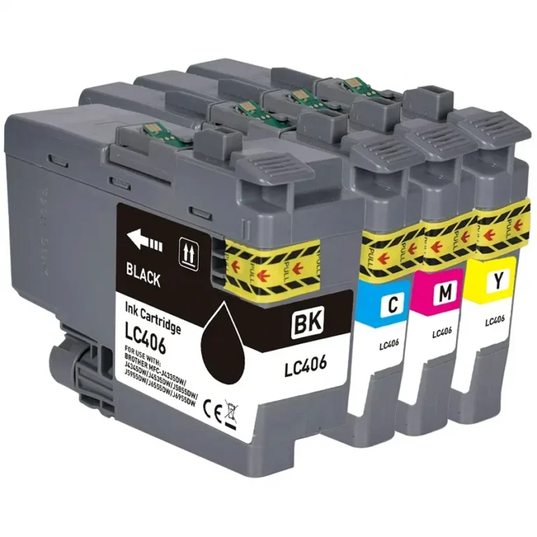 Compatible Brother LC406 Ink Cartridge Set, 1 Black, 1 Cyan, 1 Magenta, 1 Yellow - 4 Pack - Compatible replacement black 3,000 pgs , color 1,500 pgs ink cartridge for Brother printers