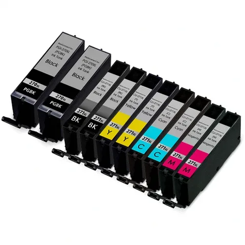 Compatible Canon 270 and 271 Ink - High Yield (2 PGI Black, 2 CLI Black, 2 Cyan, 2 Magenta, 2 Yellow) 10-Pack - Compatible replacement black 500 & 715 pgs , color 715 pgs ink cartridge for Canon printers