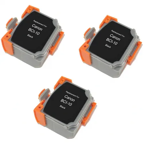 Compatible Canon BCI-10Bk Black Ink Cartridges - 3-Pack - Compatible replacement black ink cartridge for Canon printers