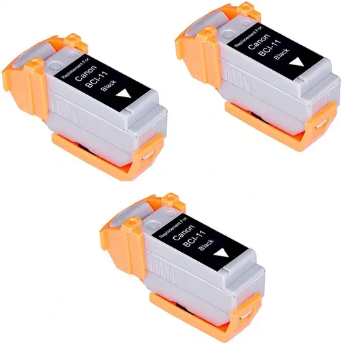 Compatible Canon BCI-11BK Black Ink Cartridge (3-Pack) - Compatible replacement black ink cartridge for Canon printers