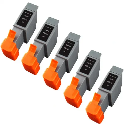 Compatible Canon BCI-21Bk Black Ink Cartridges - 5-Pack - Compatible replacement black ink cartridge for Canon printers