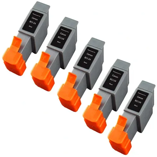 Compatible Canon BCI-24 Black Ink Cartridges - 5-Pack - Compatible replacement black ink cartridge for Canon printers