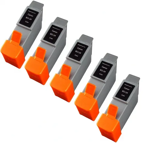 Compatible Canon BCI-24 Color Ink Cartridges - (5-Pack) - Compatible replacement color ink cartridge for Canon printers