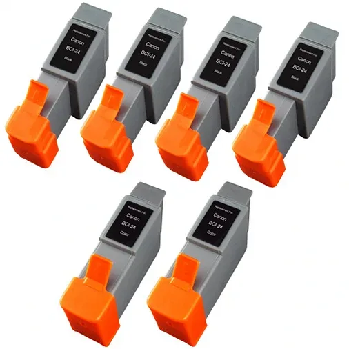Compatible Canon BCI-24 Ink Cartridges - 4 Black, 2 Color (6-Pack) - Compatible replacement black 580 pgs , color 166 pgs ink cartridge for Canon printers