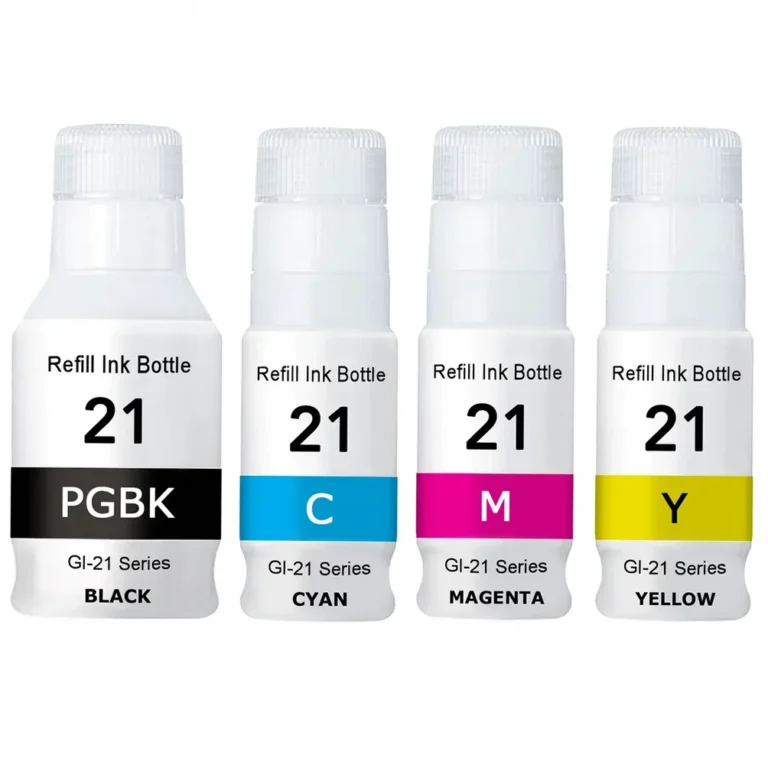 Compatible Canon GI-21 Ink Bottle - 4 Pack - Compatible replacement black 6,000 pgs , color 7,700 pgs ink bottle for Canon printers