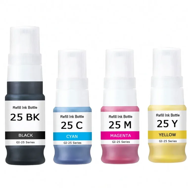 Compatible Canon GI-25 Ink Bottle - 4 Pack - Compatible replacement black 3,000 pgs , color 3,000 pgs ink bottle for Canon printers