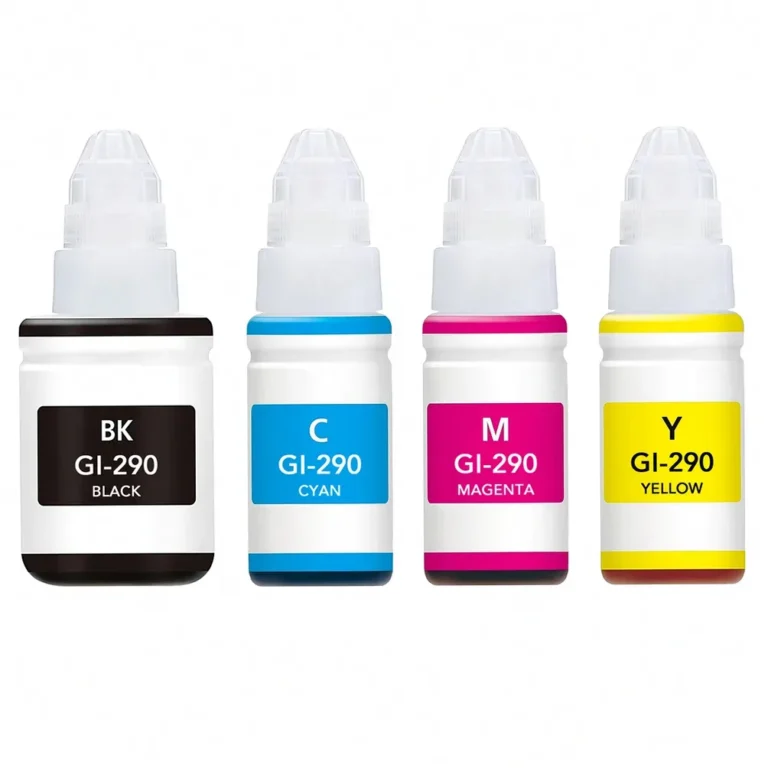 Compatible Canon GI-290 Ink Bottle - 4 Pack - Compatible replacement black 6,000 pgs , color 7,700 pgs ink bottle for Canon printers