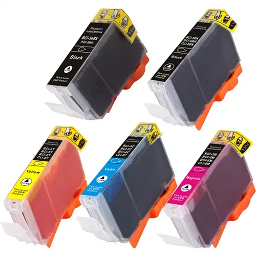 Compatible Canon PGI-5 and CLI-8 Ink Cartridges - 1 Black, 1 Black, 1 Cyan, 1 Magenta, 1 Yellow (5-Pack) - Compatible replacement black 650 pgs , color 280 pgs ink cartridge for Canon printers