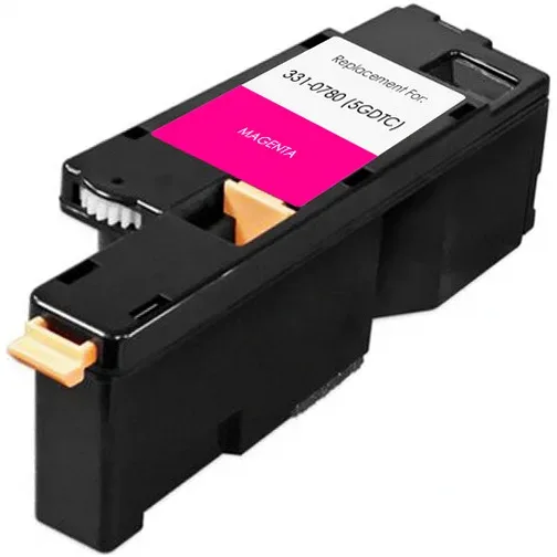 Dell 1250/ 1350/ 1355/ c1760/ c1765 Magenta Compatible Toner Cartridge (331-0780), 5GDTC - Compatible replacement magenta toner cartridge for Dell printers