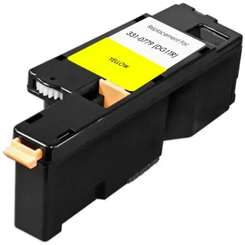 Dell 1250/ 1350/ 1355/ c1760/ c1765 Yellow Compatible Toner Cartridge (331-0779), DG1TR - Compatible replacement yellow toner cartridge for Dell printers