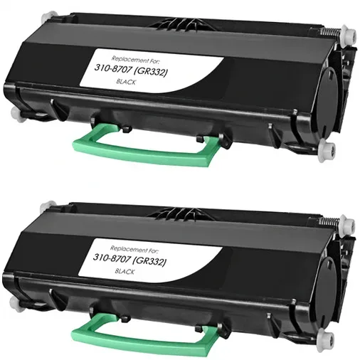 Dell 1720 Compatible Black Toner Cartridge, GR332 (310-8707) - 6,000 Pages Each - 2 Pack - Compatible replacement black toner cartridge for Dell printers