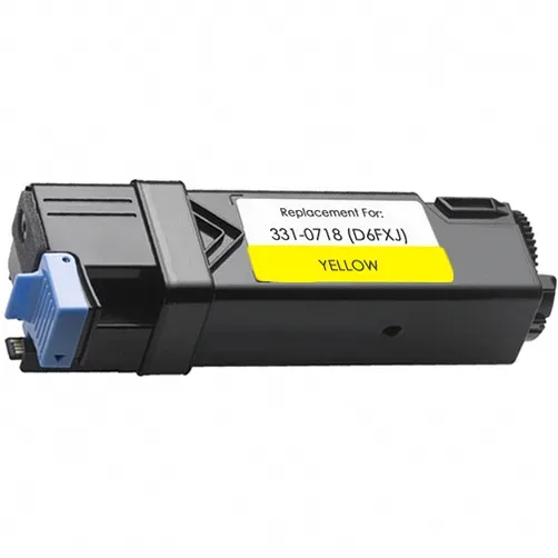 Dell 2150 and Dell 2155 Yellow Compatible Toner Cartridge (331-0718), D6FXJ - Compatible replacement yellow toner cartridge for Dell printers