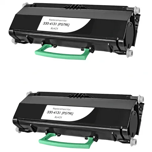 Dell 2230d Compatible Black Toner (330-4131), P579K - 2 Pack - Compatible replacement black toner cartridge for Dell printers