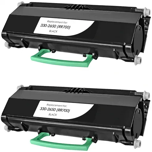 Dell 2330/ 2350 Compatible Black Toner (330-2650), RR700 - 2 Pack - Compatible replacement black toner cartridge for Dell printers