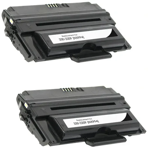 Dell 2335 Compatible Black Toner Cartridge (330-2209), NX994 -2 Pack - Compatible replacement black 6,000 pgs black toner cartridge for Dell printers