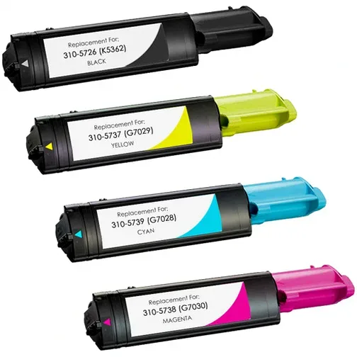 Dell 3000cn Compatible Toner Combo 1 Black, 1 Cyan, 1 Magenta, 1 Yellow - 4 Pack - Compatible replacement black 4,000 pgs , color 2,000 pgs toner cartridge for Dell printers