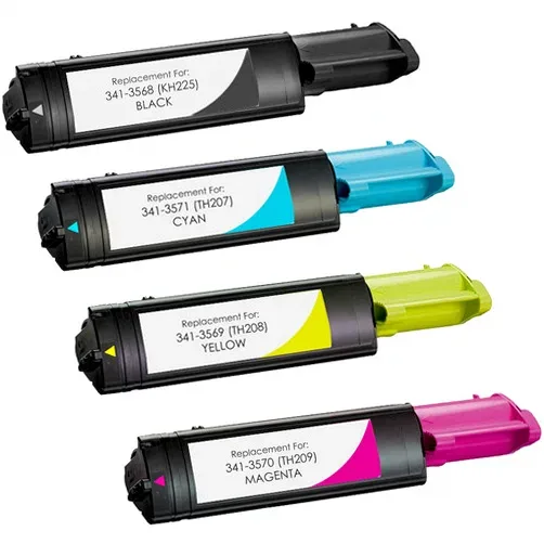 Dell 3010cn Compatible Toner Combo 1 Black, 1 Cyan, 1 Magenta, 1 Yellow - 4 Pack - Compatible replacement black 4,000 pgs , color 4,000 pgs toner cartridge for Dell printers