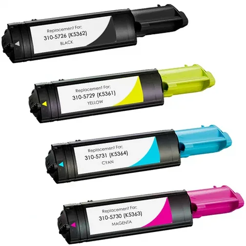Dell 3100cn and Dell 3000cn Compatible Toner Combo 1 Black, 1 Cyan, 1 Magenta, 1 Yellow - 4 Pack - Compatible replacement black 4,000 pgs , color 4,000 pgs toner cartridge for Dell printers