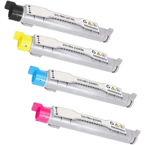 Dell 5110cn Remanufactured Toner Combo 1 Black, 1 Cyan, 1 Magenta, 1 Yellow - 4 Pack - Compatible replacement black 10,000 pgs , color 8,000 pgs toner cartridge for Dell printers