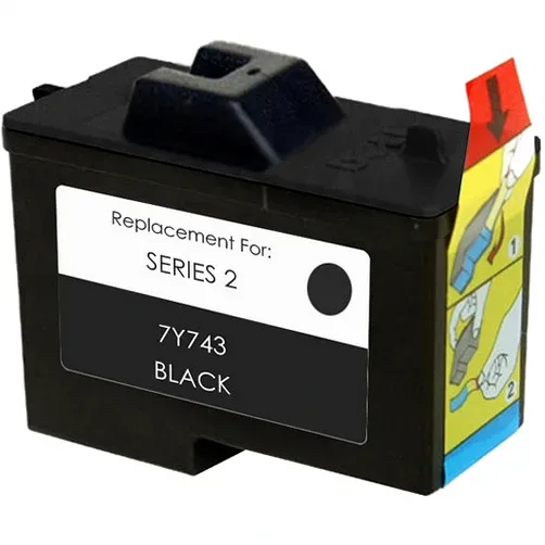 Dell Series 2 Black Remanufactured Ink Cartridge (7Y743) - Compatible replacement black ink cartridge for Dell printers