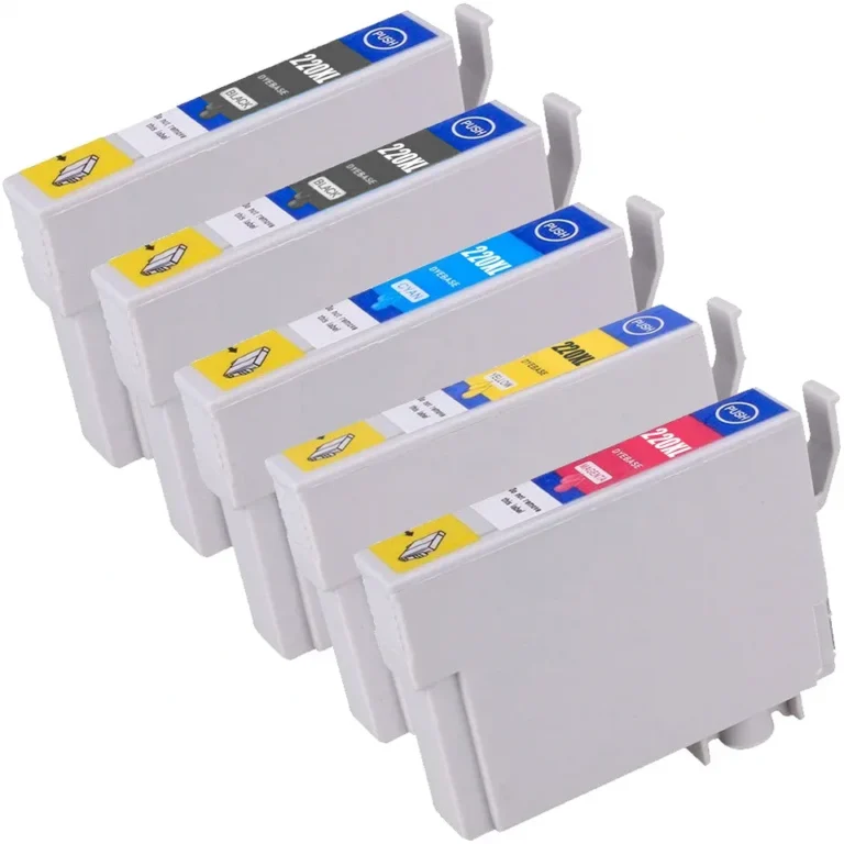 Epson 220XL Ink Cartridges - 2 Black, 1 Cyan, 1 Magenta, 1 Yellow - High-Yield - Remanufactured (5-Pack) - Compatible replacement black 500 pgs , color 450 pgs ink cartridge for Epson printers