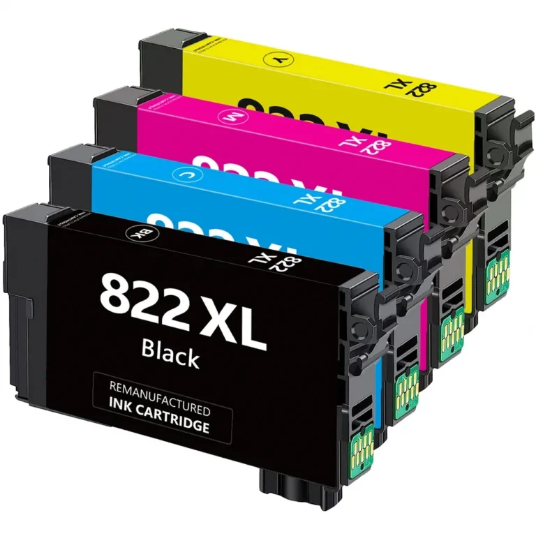 Epson 822 Ink Cartridges - 1 Black, 1 Cyan, 1 Magenta, 1 Yellow - High-Yield - Remanufactured (4-Pack) - Compatible replacement black 1,100 pgs, color 1,100 pgs ea. ink cartridges for Epson printers