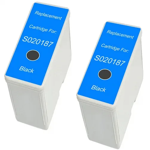 Epson S020187 Black Remanufactured Ink Cartridge - 2 Pack - Compatible replacement black ink cartridge for Epson printers