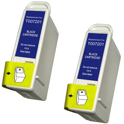 Epson T007201 Black Remanufactured Ink Cartridge - 2 Pack - Compatible replacement black ink cartridge for Epson printers