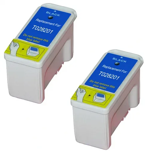 Epson T028201 Black Remanufactured Ink Cartridge - 2 Pack - Compatible replacement black ink cartridge for Epson printers