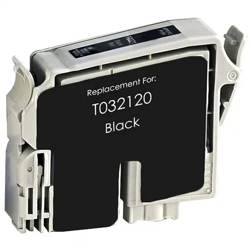 Epson T032120 Black Remanufactured Ink Cartridge - Compatible replacement black ink cartridge for Epson printers
