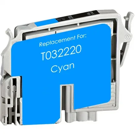 Epson T032220 Cyan Remanufactured Ink Cartridge - Compatible replacement cyan ink cartridge for Epson printers