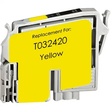 Epson T032420 Yellow Remanufactured Ink Cartridge - Compatible replacement yellow ink cartridge for Epson printers