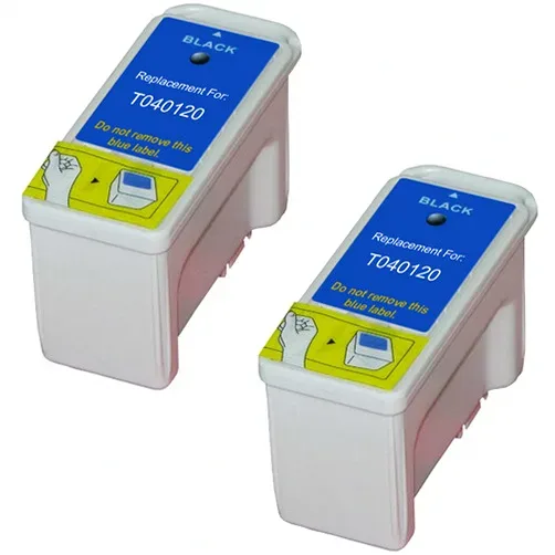 Epson T040120 Black Remanufactured Ink Cartridge - 2 Pack - Compatible replacement black ink cartridge for Epson printers