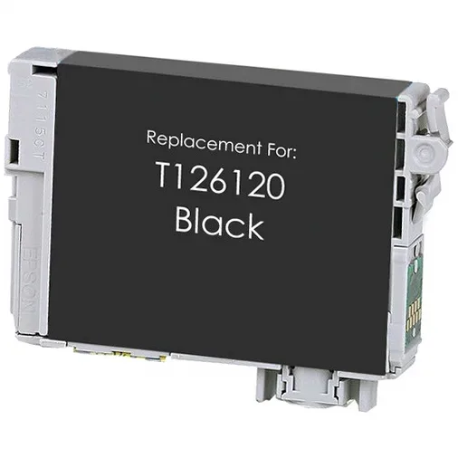 Epson T126120 High-Yield Black Ink Cartridge - Remanufactured (T126120) - Compatible replacement black ink cartridge for Epson printers
