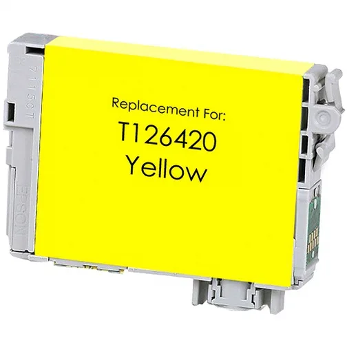 Epson T126420 High-Yield Yellow Ink Cartridge - Remanufactured (T126420) - Compatible replacement yellow ink cartridge for Epson printers