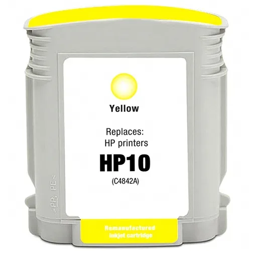 HP 10 Yellow Remanufactured Ink Cartridge (C4842A) - Compatible replacement yellow ink cartridge for HP printers