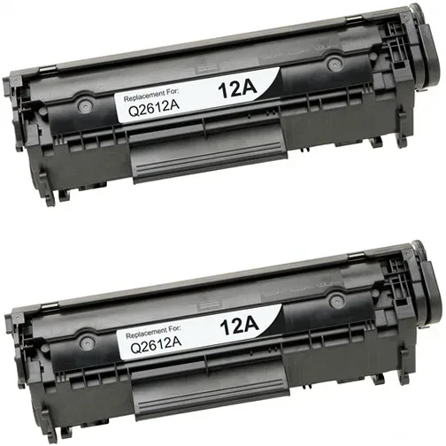HP 12A Compatible Black Toner Cartridge (Q2612A) - 2 Pack - Compatible replacement black toner cartridge for HP printers