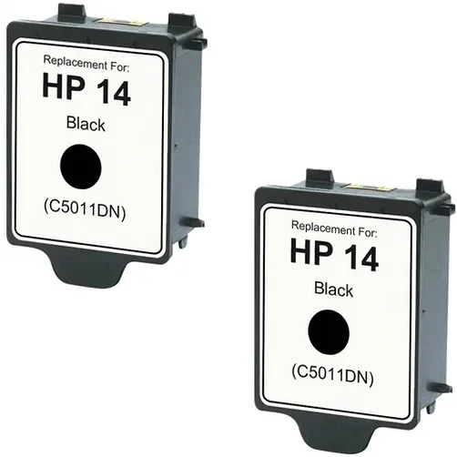HP 14 Remanufactured Black Ink Cartridge (C5011DN) - 2 Pack - Compatible replacement black ink cartridge for HP printers