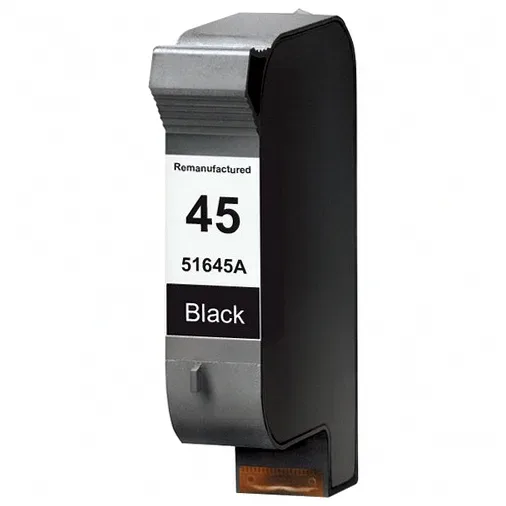HP 45 (51645A) Black Remanufactured Ink Cartridge - Compatible replacement black ink cartridge for HP printers