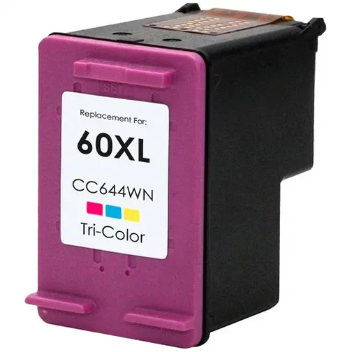 HP 60XL Color Ink Cartridge - High-Yield - Remanufactured (CC644WN) - Compatible replacement color ink cartridge for HP printers