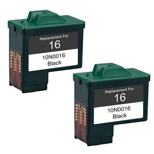 Lexmark 16 (10N0016) Remanufactured Black Ink Cartridge - 2 Pack - Compatible replacement black ink cartridge for Lexmark printers